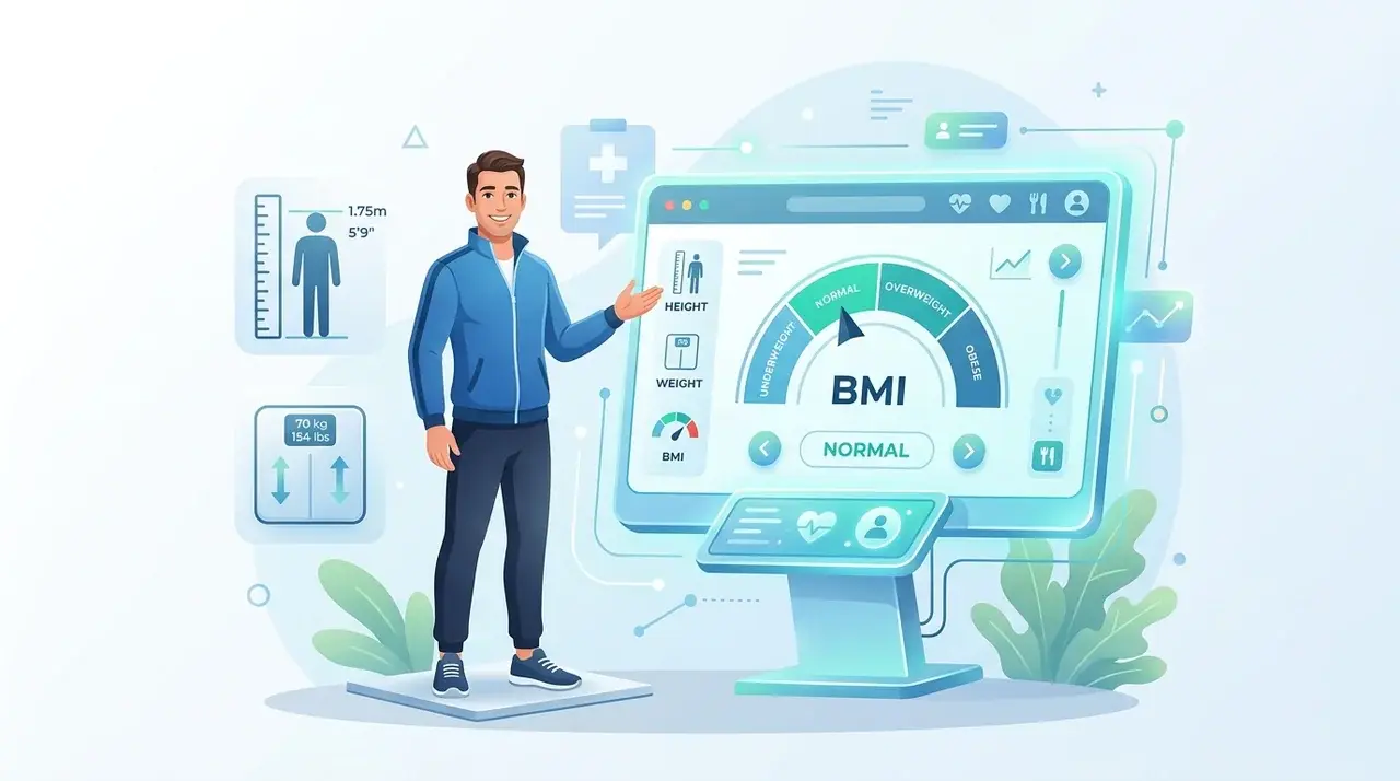 Illustration showing BMI calculation using height and weight